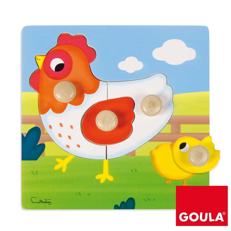 Puzzle madera gallina pivotes grandes