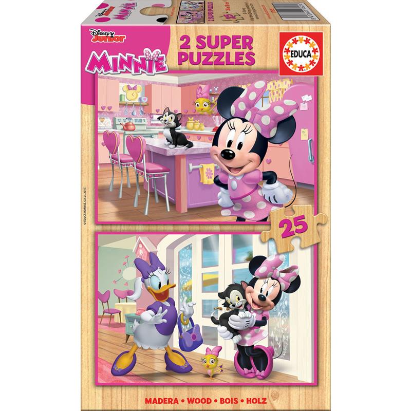 Educa puzzle madera 2x25 Minnie Ayudantes Feliz