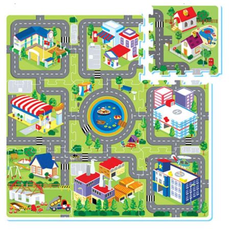 Alfombra puzzle con diseño de ciudad