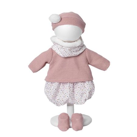 Vestidos bebé reborn 40 cm jersey y gorro rosa