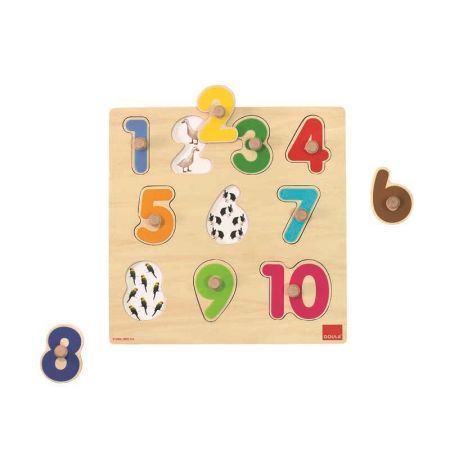 Puzzle madera números con pivotes