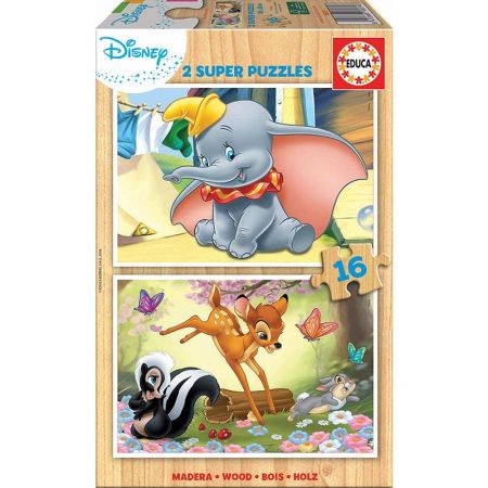 Educa Puzzle Madera 2x16 Dumbo e Bambi