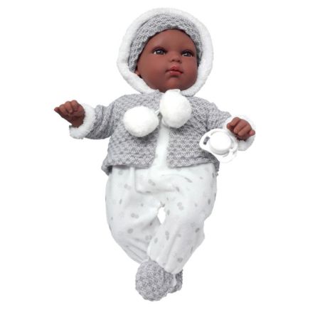 Muñeca Elegance Negra Erea 33 cm gris con lloro